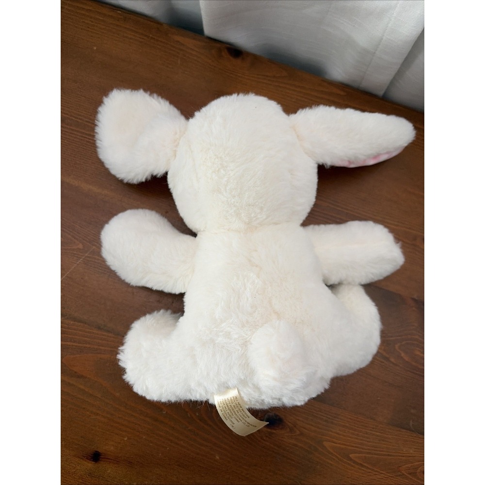 White & Pink Soft Bunny Rabbit Plush Rattle - Picture 5 of 5